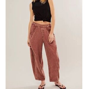 Free People High Road Washed Pull On Barrel Pants S Bohemian Hippie Outdoors